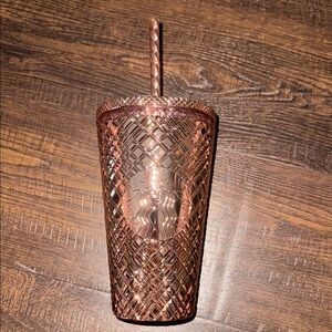 Starbucks RoseGold Drinkware Tumbler with Textured Design